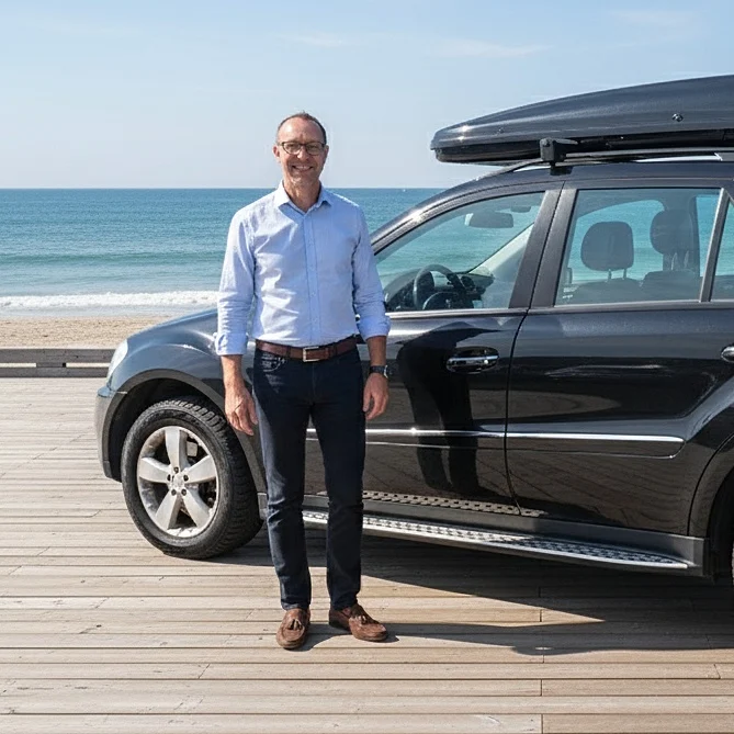 Sven foran ny Mercedes